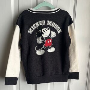 Kids Mickey Mouse Grey and White Zipper Sweatshirt 5T